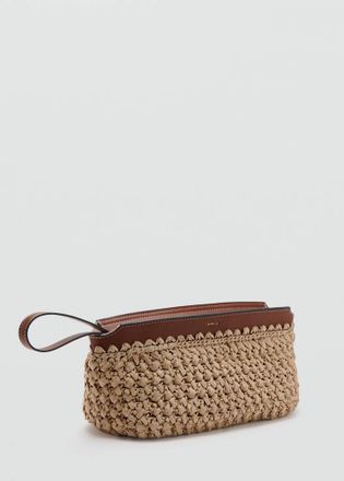 Mango Pochette fibra naturale beige - Donna - Taglia unica - MANGO