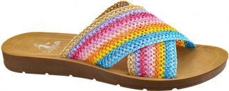 Corkys Footwear Womens Crochet Stripe Dig It Sandals In Multicolor