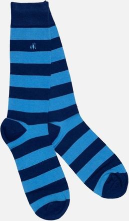 Swole Panda Mens Swole Panda Bamboo Socks Sky Blue Striped - Size: 7/7.5/8/8.5/9/9.5/10/10.5/11