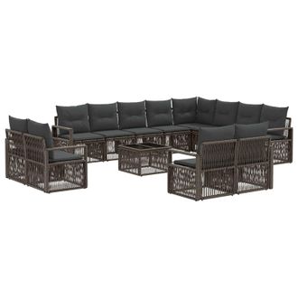 vidaXL Conjunto De Sof&aacute;s De Jard&iacute;n 13 Pcs Gris Rat&aacute;n Sint&eacute;tico Vidaxl