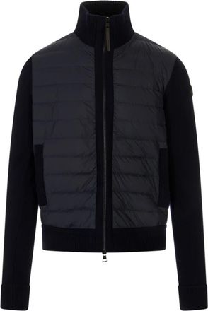 Moncler Tricot Cardigan - Heren - Gewatteerde jassen - Blauw - M - Wol - Jassen