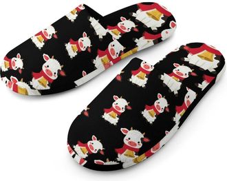 Generic Cute Cow with Bell Mens Cozy Memory Foam Slippers Warm Cotton House Shoes Comfy Slipper for Indoor Outdoor
