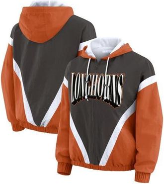 WEAR by Erin Andrews Womens WEAR by Erin Andrews Burnt Orange/Gray Texas Longhorns Colorblock Full-Zip Hoodie Windbreaker Jacket at Nordstrom, Size Xx-Large