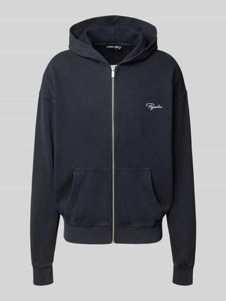 Pegador Oversized Sweatjacke mit Logo-Stitching und Kapuze in Black, Größe XXL