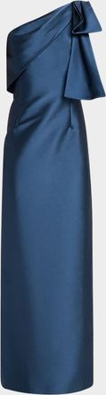 Sachin & Babi Bonne One-Shoulder Bow Column Gown