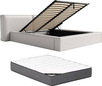 Vente-Unique Canap&eacute; abatible 160 x 200 cm - Tela - Gris claro + Colch&oacute;n - TIMANO de Pascal Morabito
