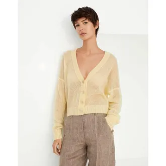 Brunello Cucinelli Light Yellow Wool Blend Sweater, Size X-Large