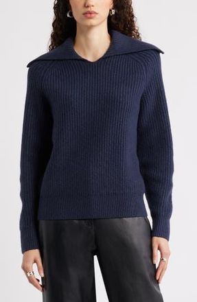 Nordstrom Rib Sailor Collar Sweater in Navy Night at Nordstrom Rack, Size Xx-Large