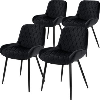 ML Design Ml-design - Set 4x Sillas De Comedor Negro Moderno 81 Cm Asiento Tapizado De Terciopelo Transpirable Y Suave Con Patas De Metal Sill&oacute;n Con Respaldo Er