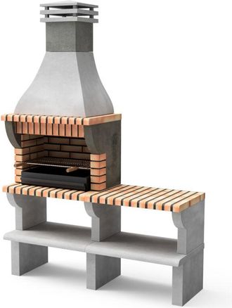 Movelar Barbacoa De Obra Prefabricada De Le&ntilde;a Y Carb&oacute;n Modelo Maipu Xl Con 1 Soporte Lateral (gris, Naranja - 165 X 58 X 245 Cm) Ref: 3535/3 - Cocina De Exter