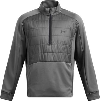Under Armour Mens Solid Patterned Half Zipper Ribbed Cuff Sweat Jacket in Grey - Size X-Large