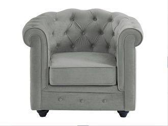 Vente-Unique Poltrona CHESTERFIELD in velluto Grigio