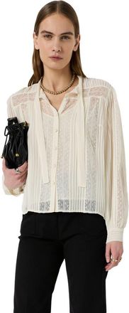 Gerard Darel Cyrana Sheer Lace Shirt in White at Nordstrom, Size 12