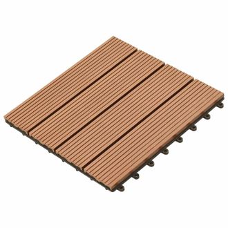 vidaXL Tile De Decking 11 Pcs Marr&oacute;n 30 X 30 Cm Wpc Vidaxl