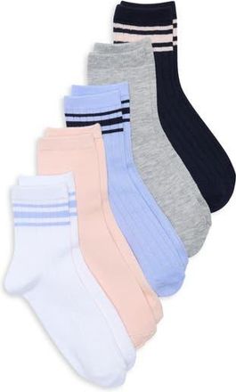 Nordstrom Rack Varsity Stripe Assorted 5-Pack Crew Socks in Light Blue Pink Multi at Nordstrom Rack, Size 9/11