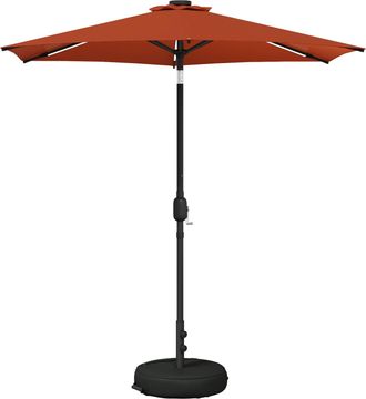 vidaXL Parasol De Jard&iacute;n Con Luces Led Y Base 230 X 230 Cm Poli&eacute;ster Vidaxl