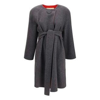 Valentino Mantel met ceintuur van wol en kasjmier - Dames - Mantels - Grijs - Maat: L Wol