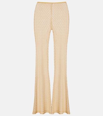 Missoni Open-knit lam&eacute; flared pants