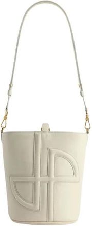 Patou Grained Leather Bucket Handbag Beige