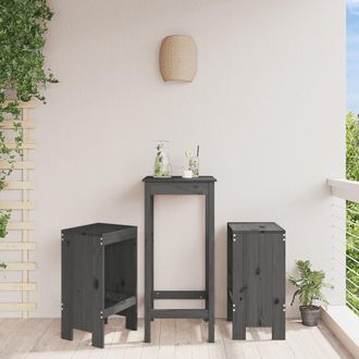 vidaXL Vidaxl - Taburetes De Cocina 2 Uds Madera Maciza Pino Gris 40x36x75 Cm
