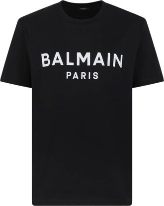 Balmain Logo Katoenen T-shirt - Heren - T-shirts - Zwart - L - Katoen - Tops