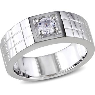 Delmar Mens Sterling Silver Created White Sapphire Solitaire Ring at Nordstrom Rack, Size 12.5