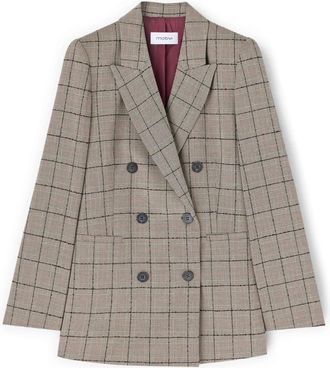 Motivi Gestructureerde Prince of Wales Check Blazer - Dames - Blazers - Grijs - L - Polyester - Jassen