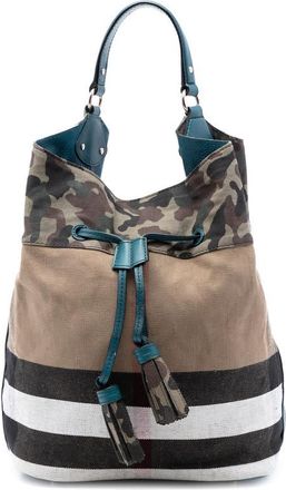 Burberry Pre-owned Burberry Mega Check Canvas Camouflage Susanna Tassel Bucket Bag Ladies KTGZZY2O289QSDYF