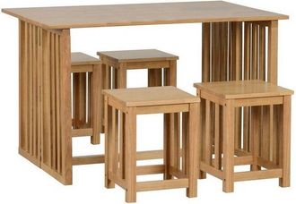 Seconique Seconique - Richmond Foldaway Dining Set (4 Stools) - Oak Varnish