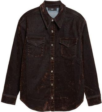 Amiri Flocked Denim Shirt Jacket in Husk at Nordstrom, Size Xx-Large