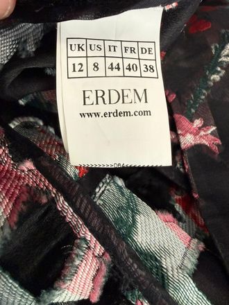 Erdem Erdem Ruffled Hem Embroidered Floral Shift Dress in Black Polyester