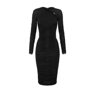 Elisabetta Franchi Jersey Jurk met Draperie - Dames - Feestkleedjes - Zwart - M - Kleedjes