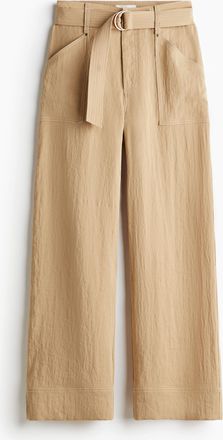 H&M Weite Hose mit Gürtel - Beige