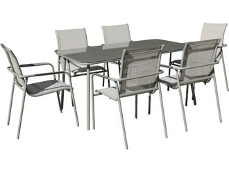 Habitat et Jardin Juego De Comedor De Metal Para Jard&iacute;n m&aacute;laga - 7 Plazas - Gris