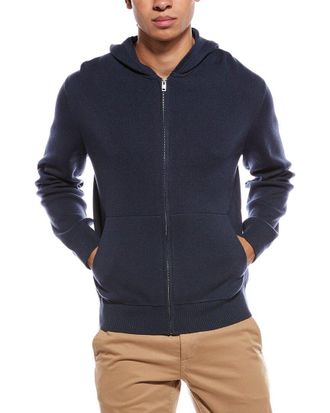 Vince Blue Modern Full Zip Wool-Blend Hoodie
