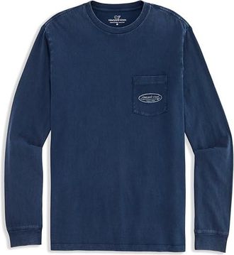 Vineyard Vines Drift-Dye Surf Logo Long Sleeve T-Shirts Mens T Shirt Blue Blazer : 2XL, Cotton