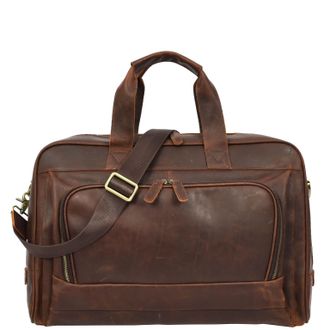 House Of Leather Leather Holdall Weekend Travel Bag HL8001LX in Brown