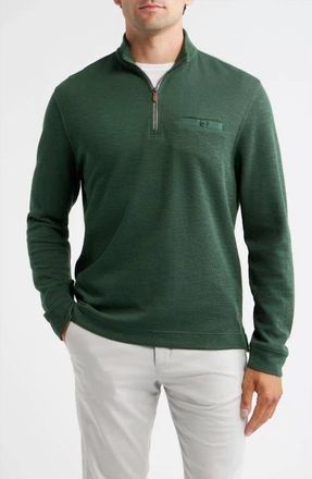 Johnnie-O Flame Stitch Zip Sweatshirt In Evergreen