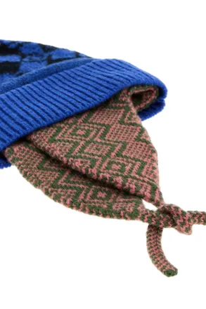 Dries Van Noten Mens Embroidered Wool Marvin Beanie Hat Kingblue Exterior: Cappelli