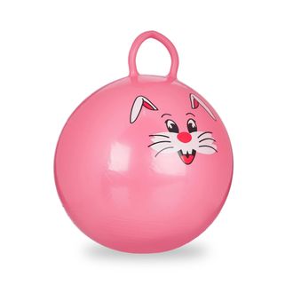Relaxdays 10 Bolas Saltarina Para Ni&ntilde;os, Pelotas Saltar Animales, Balones Infantiles, 45 Cm Di&aacute;metro, Pvc, Rosa