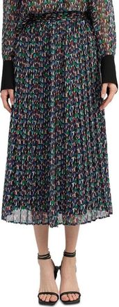 En Saison Alicia Midi Skirt Womens Black Multi Printed Chiffon A-Line PALL52