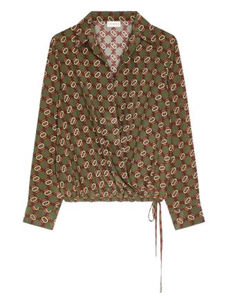 Dries Van Noten printed wrap shirt - Green