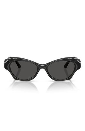 Swarovski 52mm Cat Eye Sunglasses in Dark Grey /Dark Grey at Nordstrom