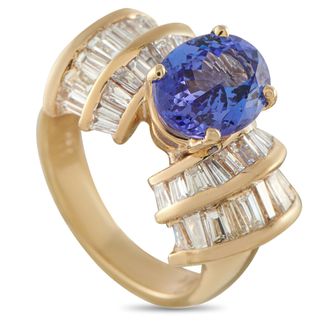 Luxury Bazaar 14K Yellow Gold 2.20ct Diamond and Tanzanite Cocktail Ring MF12-062626