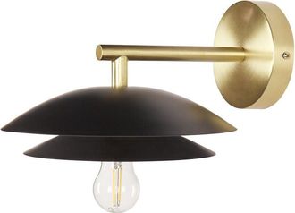 Beliani Beliani - Lámpara de pared moderna glamour iluminación decorativa base de metal dorado pantalla cónica negro Lasolo