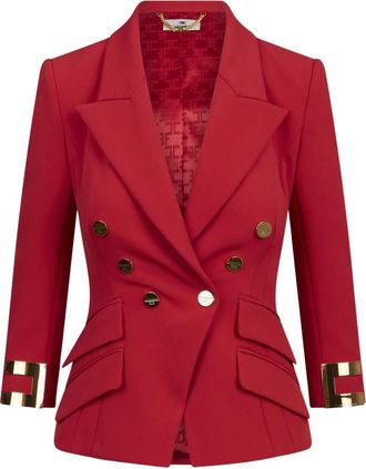 Elisabetta Franchi Double Crepe Stretch Jacket - Dames - Blazers - Rood - M - Polyester - Jassen