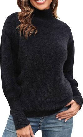 Generic Womens Jumpers Size 16 Long Sleeve Turtleneck Sweatshirt Casual Warm Knitwear Pullover Loose Chunky Knitted Jumper Tops Cable Knit Tops Pullover Ladie