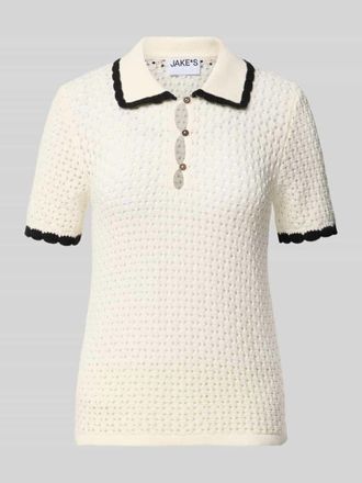 Jake*s Casual Slim Fit Poloshirt in Strick-Optik in Beige, Gr&ouml;&szlig;e XXL