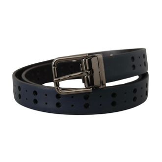 Dolce & Gabbana Accessoires, Heren, Blauw, ONE Size, Leer, Perforated Leather Belt