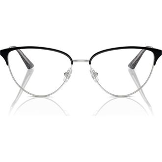 Jimmy Choo London 55mm Cat Eye Optical Glasses in Silver/Black /Demo Lens at Nordstrom